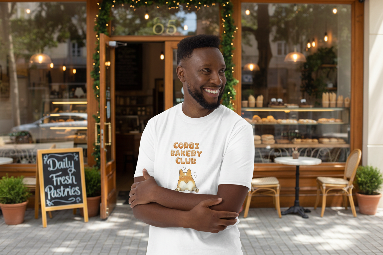 Corgi Bakery Club T-Shirt - cafe meetup scene